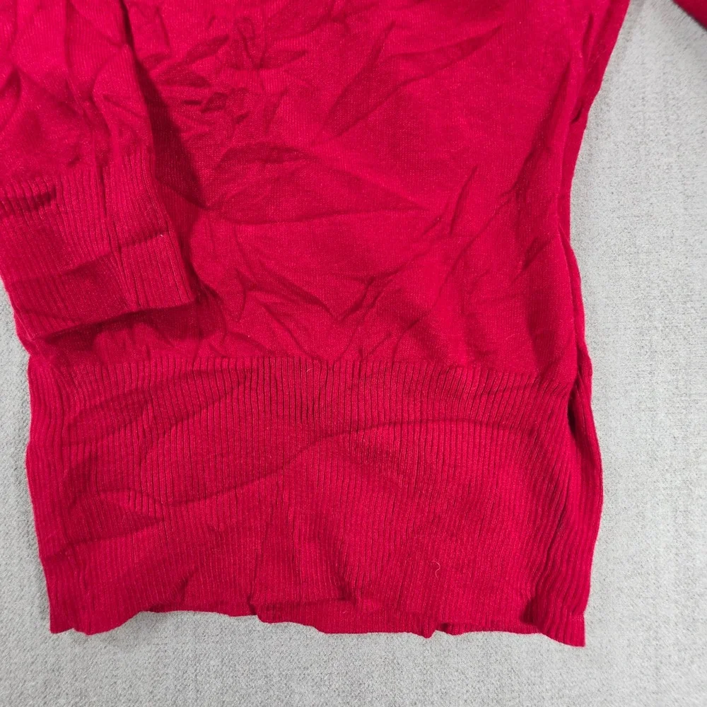 Byer California B-Wear Sweater Womens L Red Surplice Shawl Collar 3/4 Sleeve